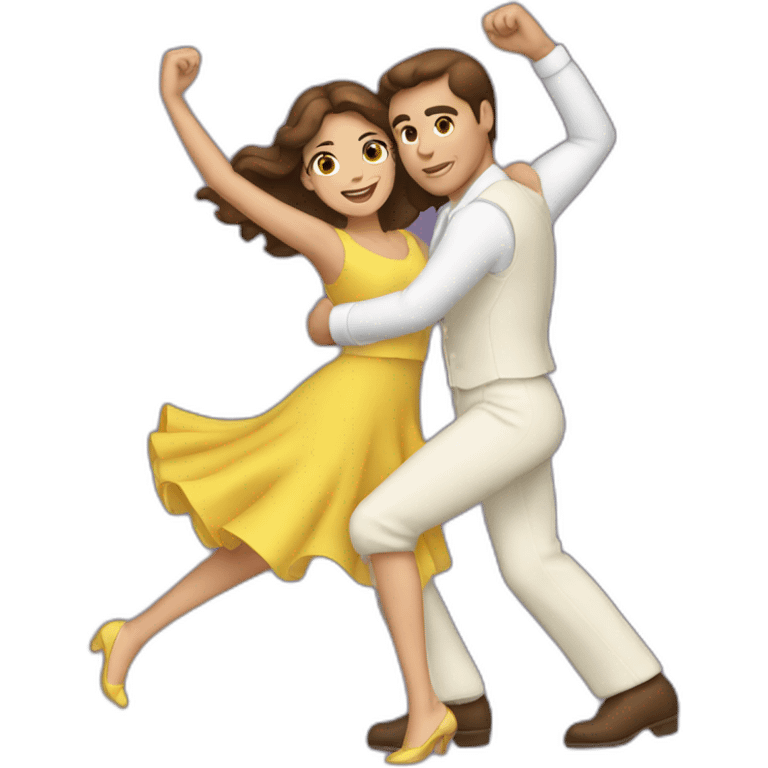 brown hair couple dancing jive emoji