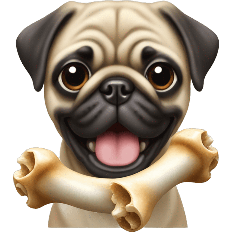 Pug eating a bone emoji