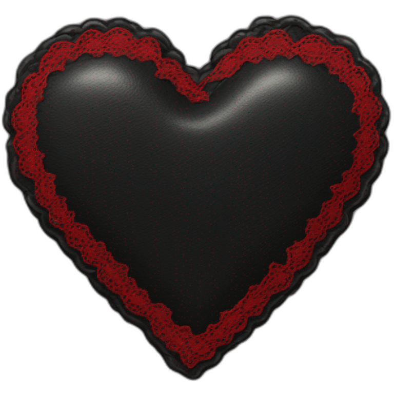 Black leather heart with red lace border emoji