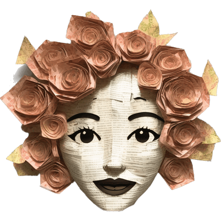  lady face made of 420 origami newspaper roses hemp leaves lantern fairy lights burning paper and hemp leaves in hair  emoji