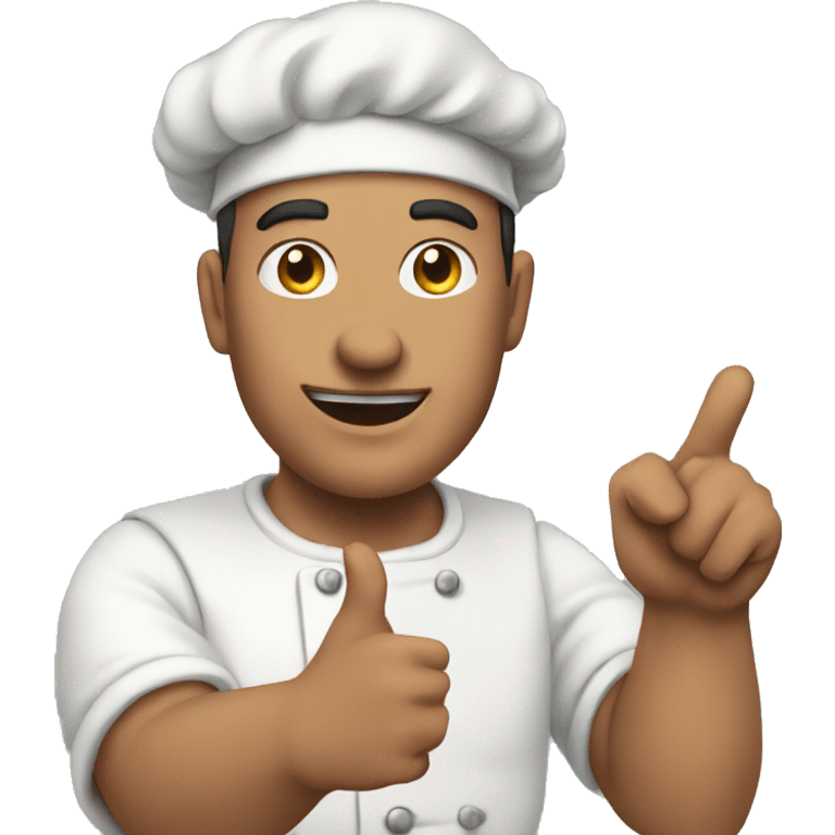 Man pointing to kitchen emoji