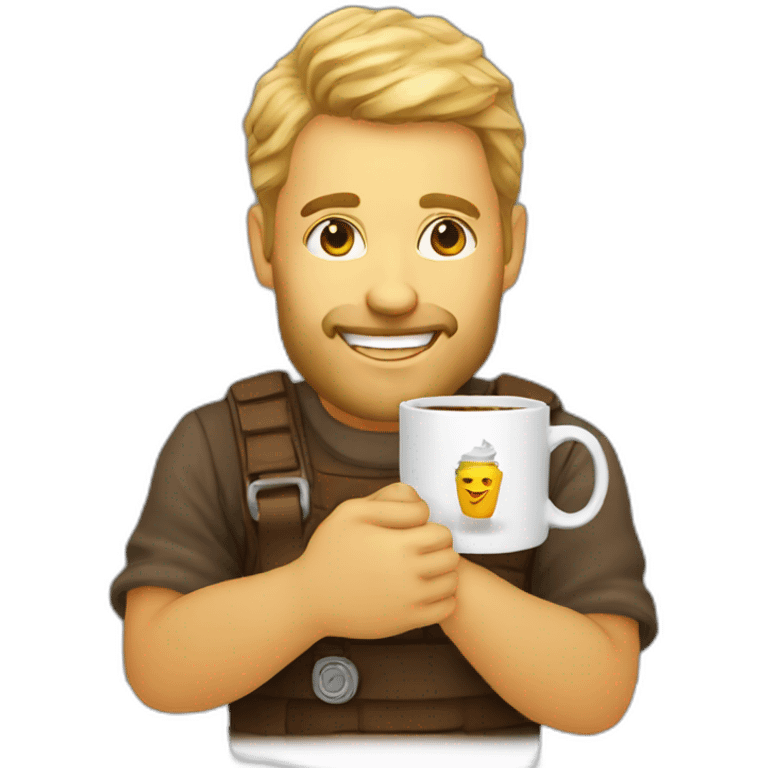 satisfied nordic developer with coffe mug emoji