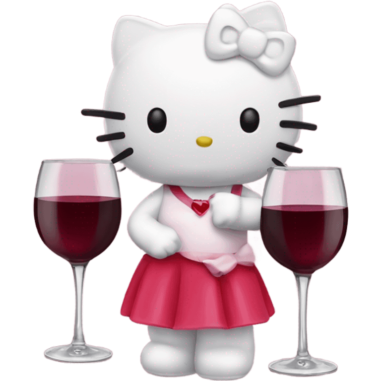 Hello Kitty drinking red wine emoji