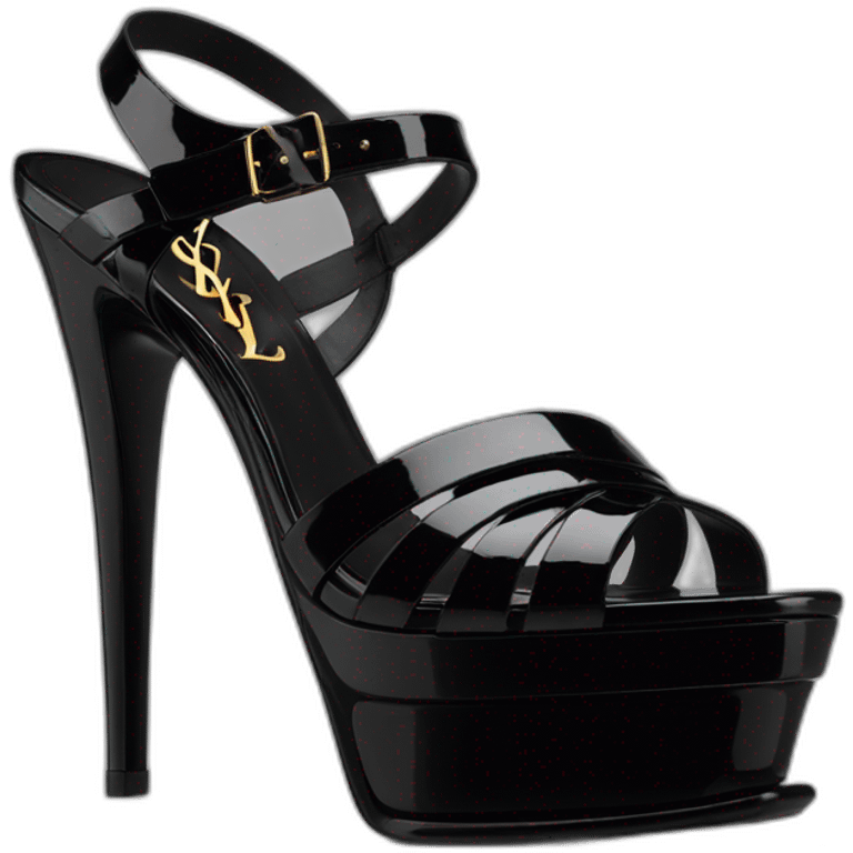 Ysl TRIBUTE PLATFORM SANDAL black PATENT LEATHER emoji