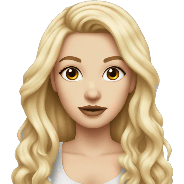 beautiful white girl with tattoos, with long blond hair  emoji