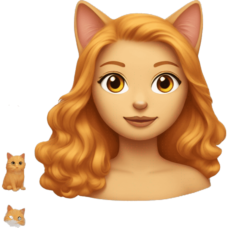 Orange persian cat and woman with bronde hair emoji