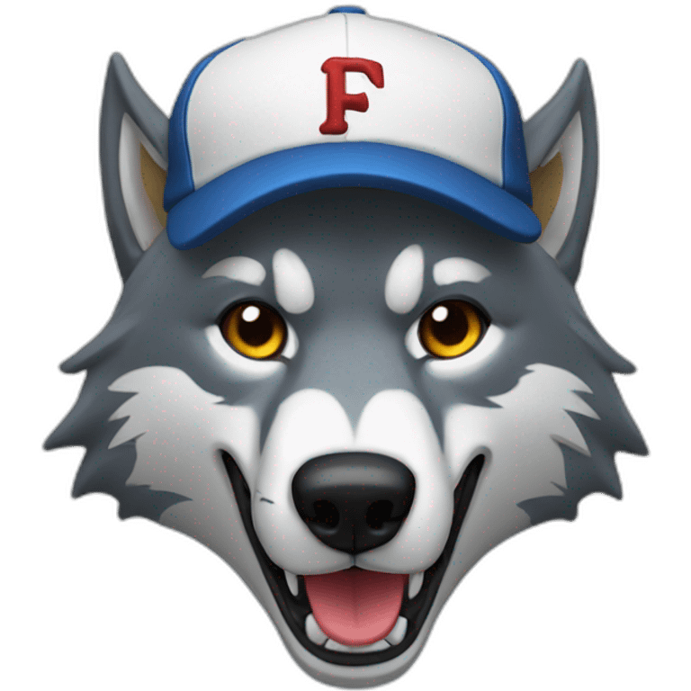 Wolf head wearing a baseball cap emoji