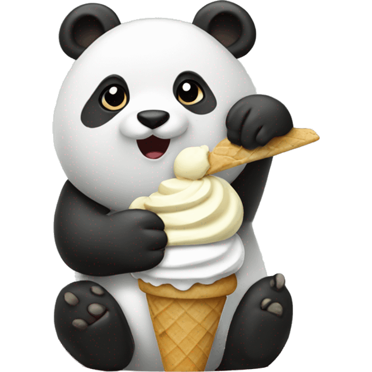 Panda eating ice cream emoji