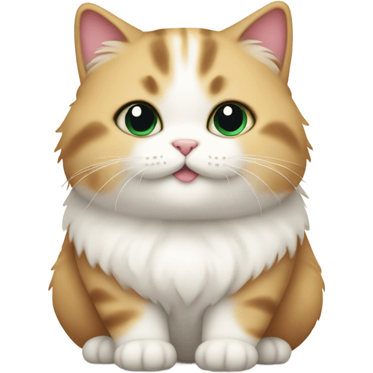 cute chubby fluffy cat with sweet white  emoji