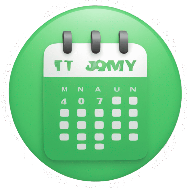 a calendar, in a circle, green colour emoji