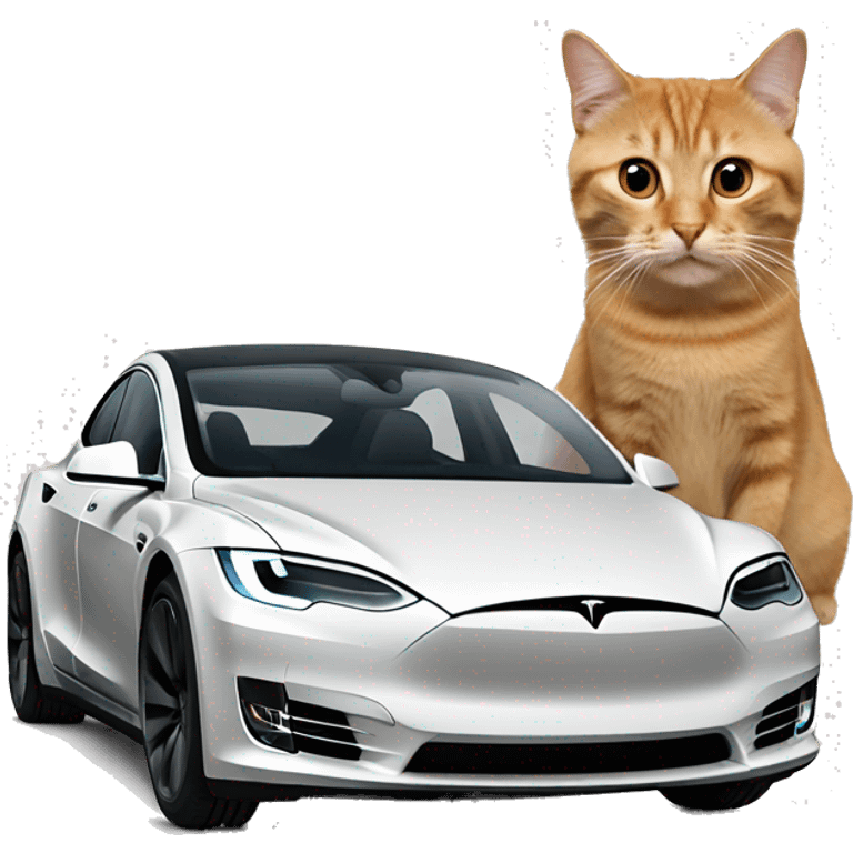 Tesla with cat emoji