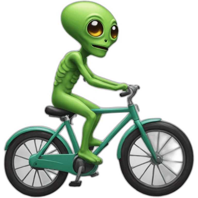 Alien driving a bycicle emoji