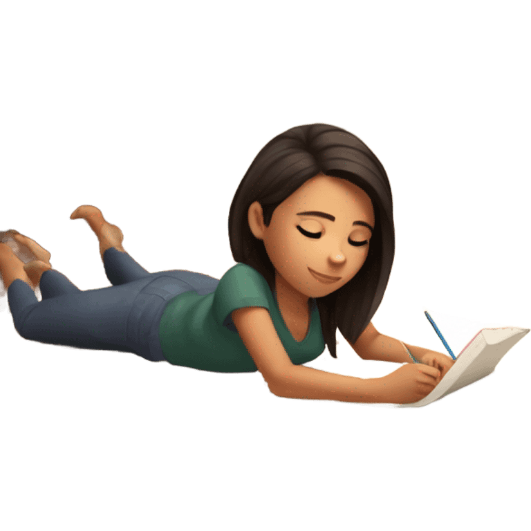 A girl lying on the floor and drawing in cozy atmosphere  emoji