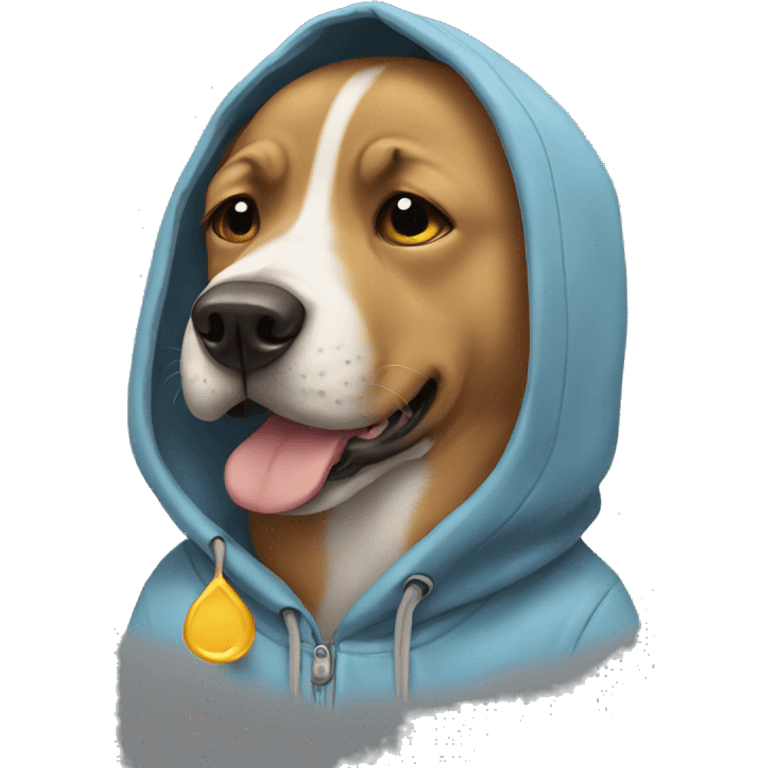 Dog wearing a hoodie while crying  emoji