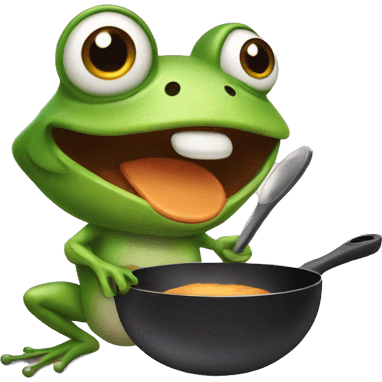 frog with a frying pan emoji