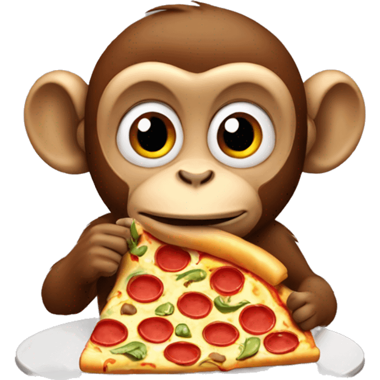 a monkey eating pizza emoji