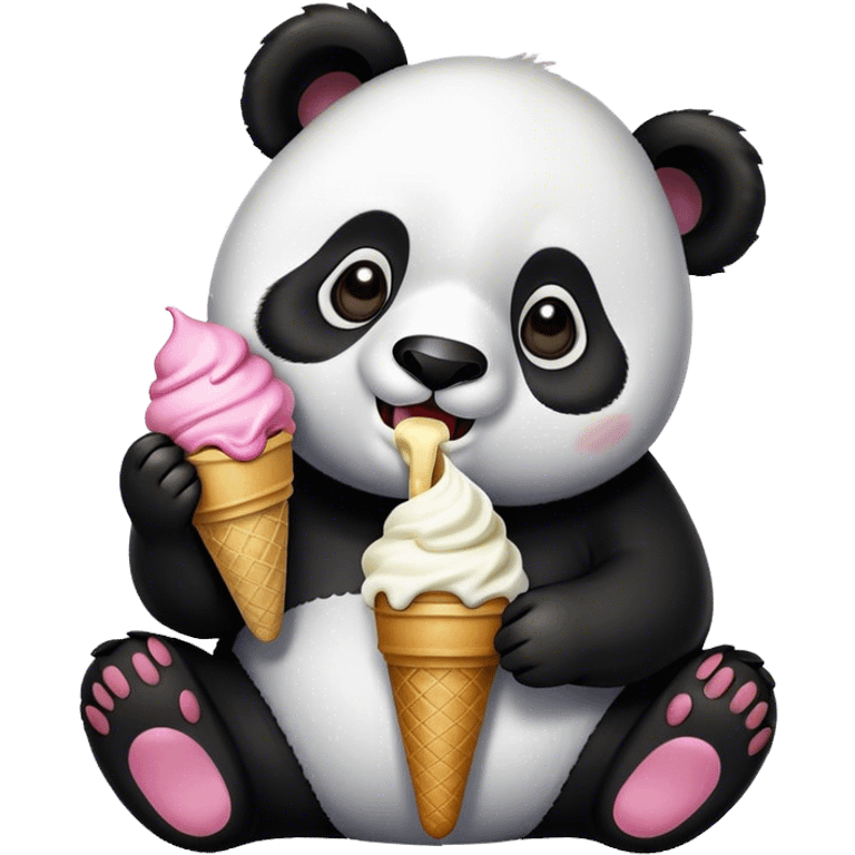 Panda eating ice cream emoji