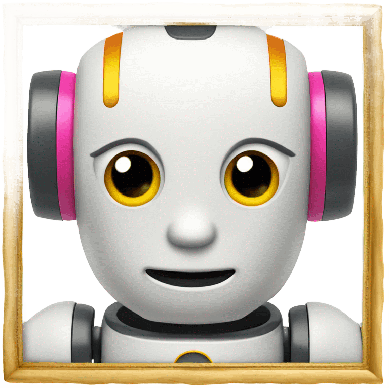 picture of a cute robot in a gold frame emoji