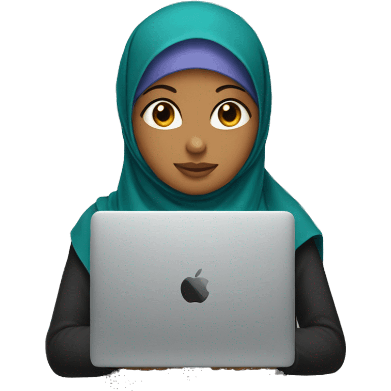 girl in hijab without face sits at the laptop emoji