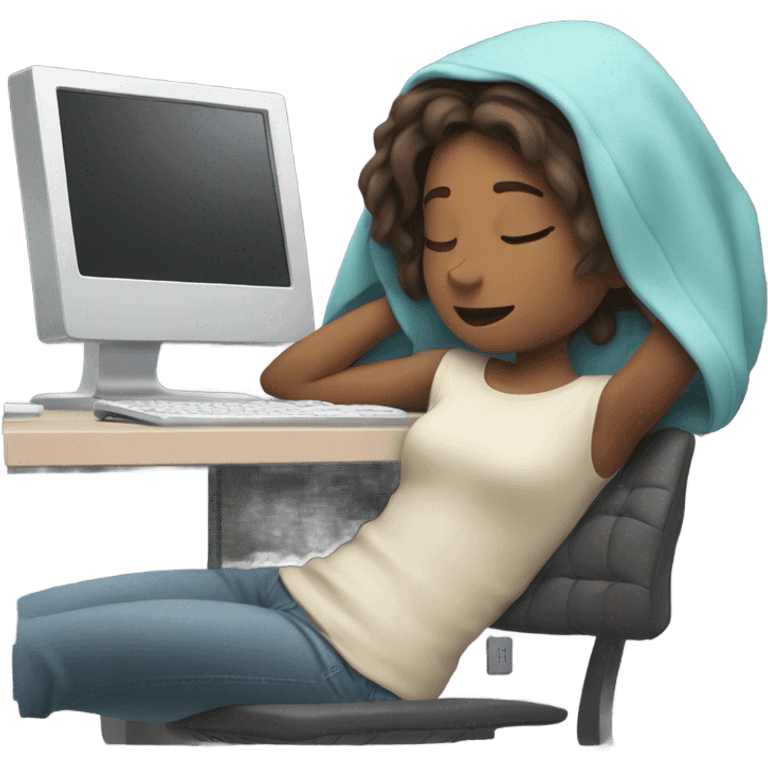 Computer monitor and girl sleeping  emoji