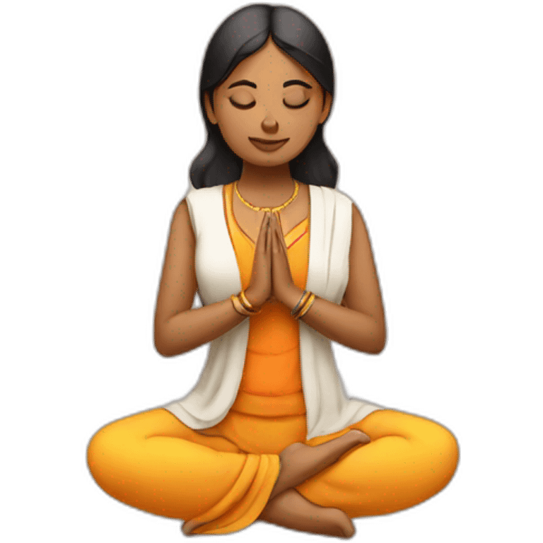 Indian woman doing namaste emoji