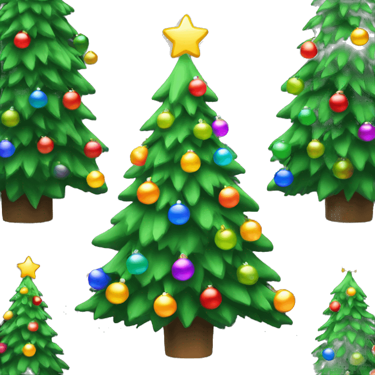 Green Christmas tree with colorful bulbs  emoji