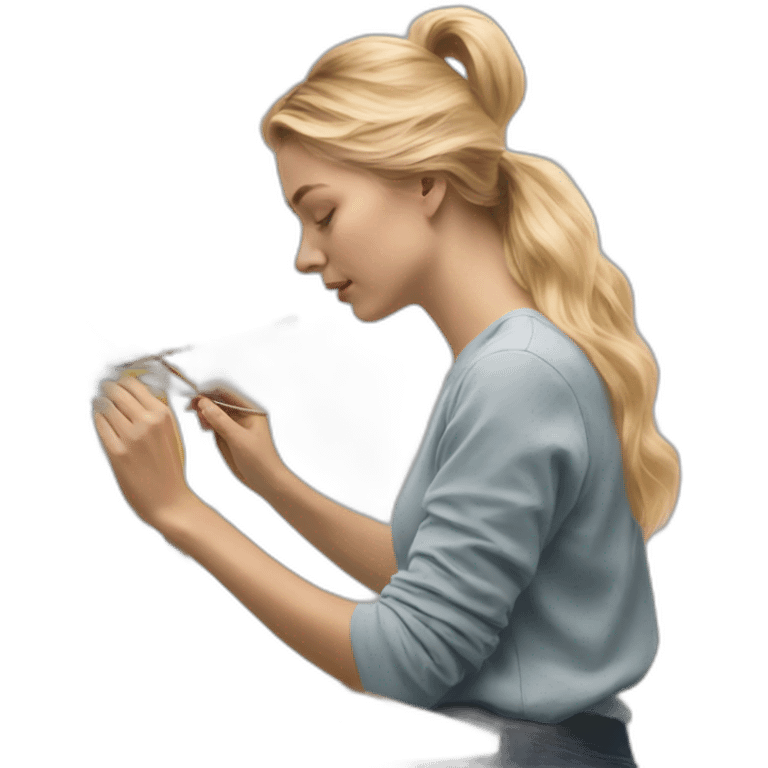 Blonde Girl painting the oil drawing emoji