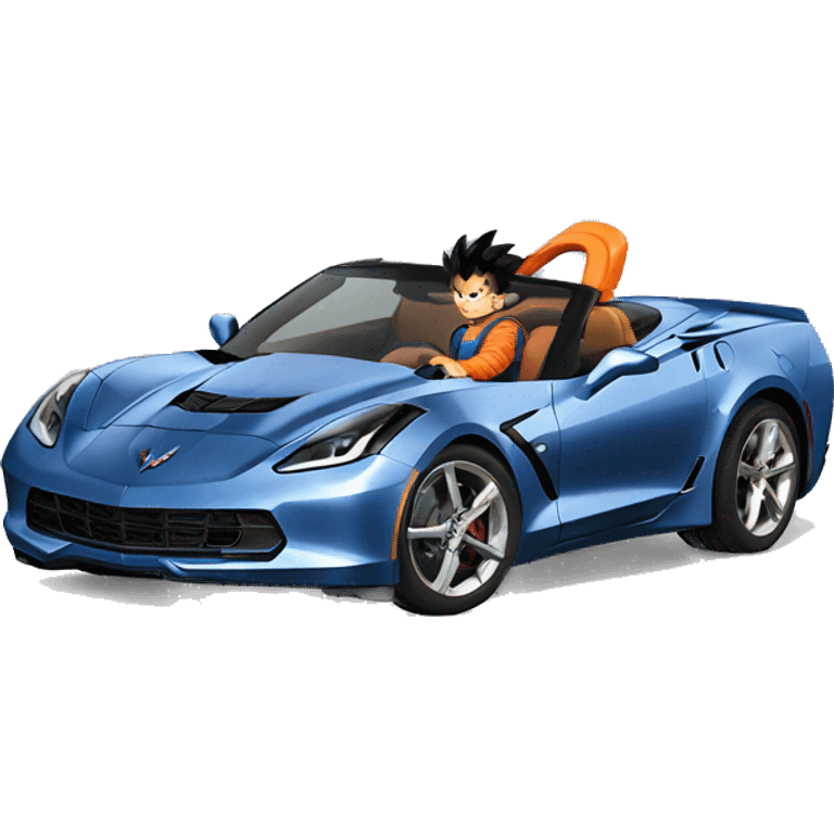 Goku driving a corvette emoji