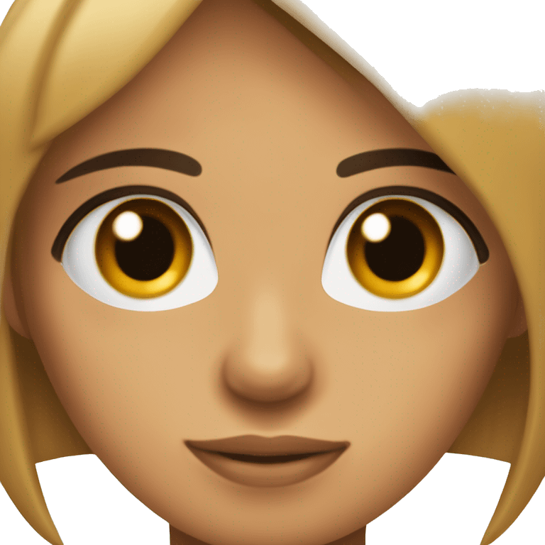 Chica morena de ojos marrones con pelo lacio negro y cerquillo  emoji