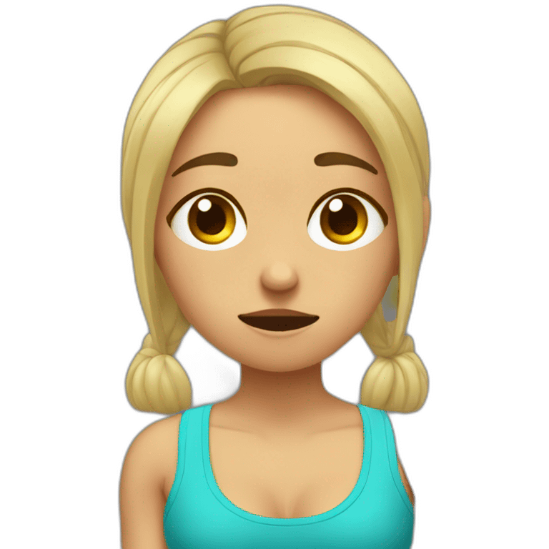 a sad, crying, emotional female fitness trainer weightlifting emoji