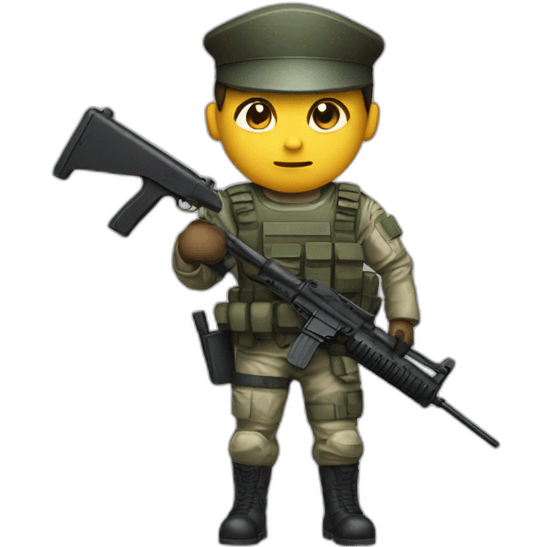 Special forces policeman in military clothing with a weapon in one hand and a shield in the other emoji