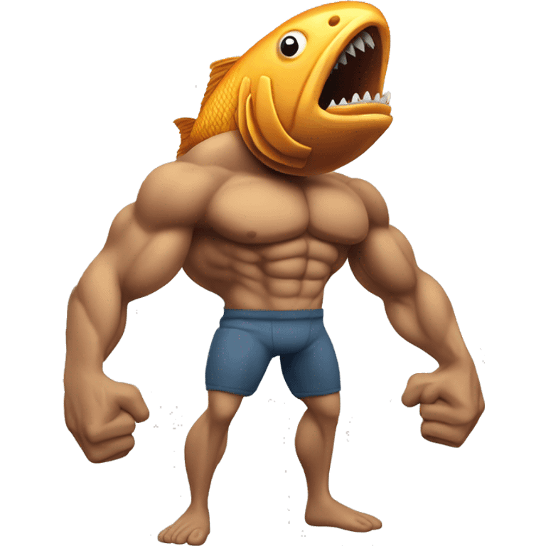 Muscular fish lifting building emoji