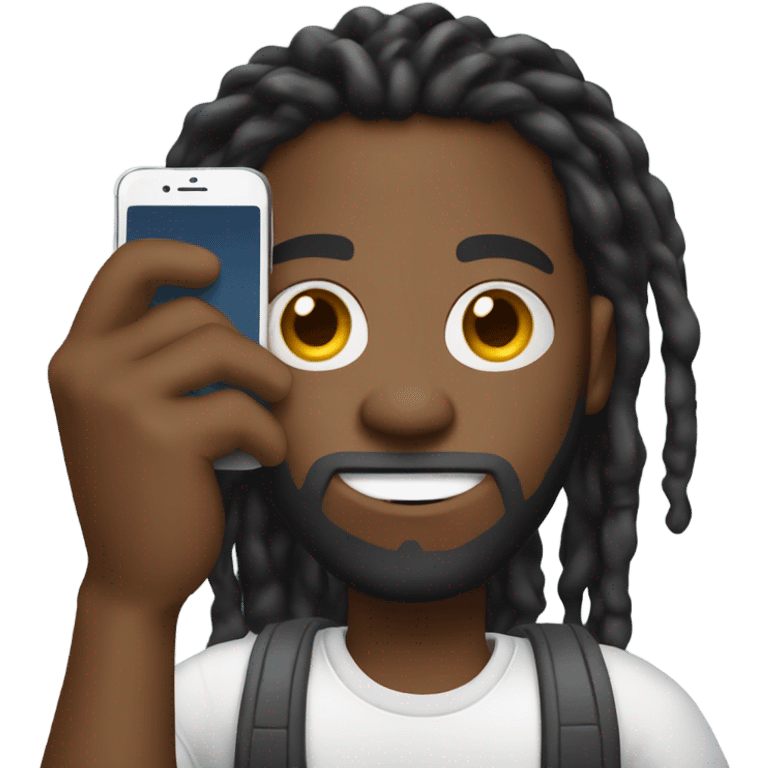 black man with cell phone in hand with dreadlocks  emoji