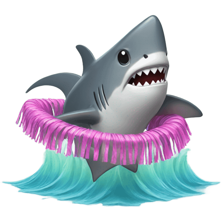 Shark with a hula skirt emoji