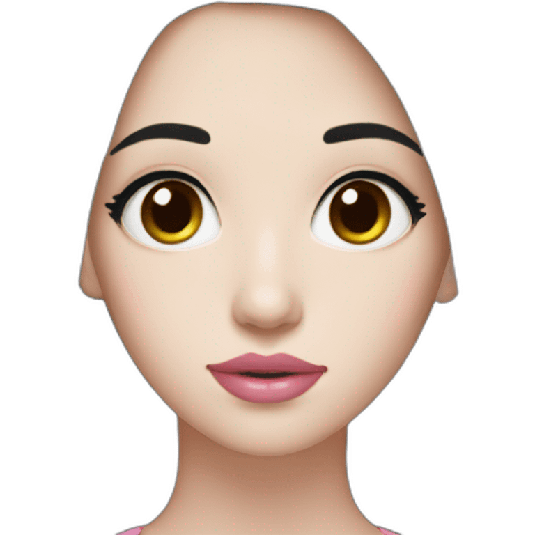 Beautiful woman,Black hair,long hair,White skin,oval face,big eyes,Blackeyes,Pink lips,Chinese emoji