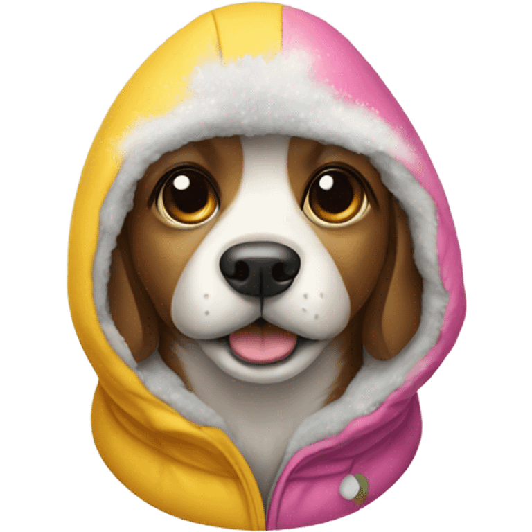 Dog wearing snowsuit emoji