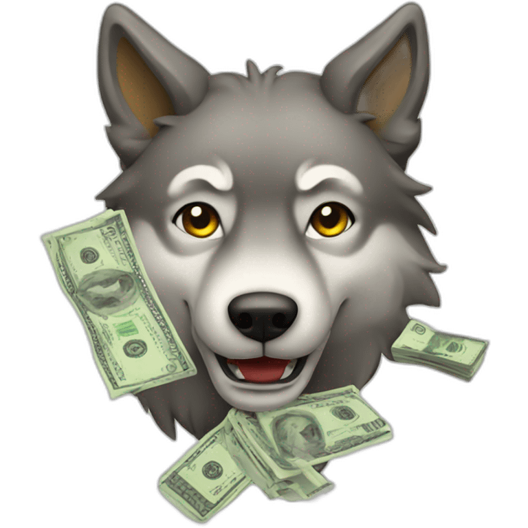 Wolf with money emoji