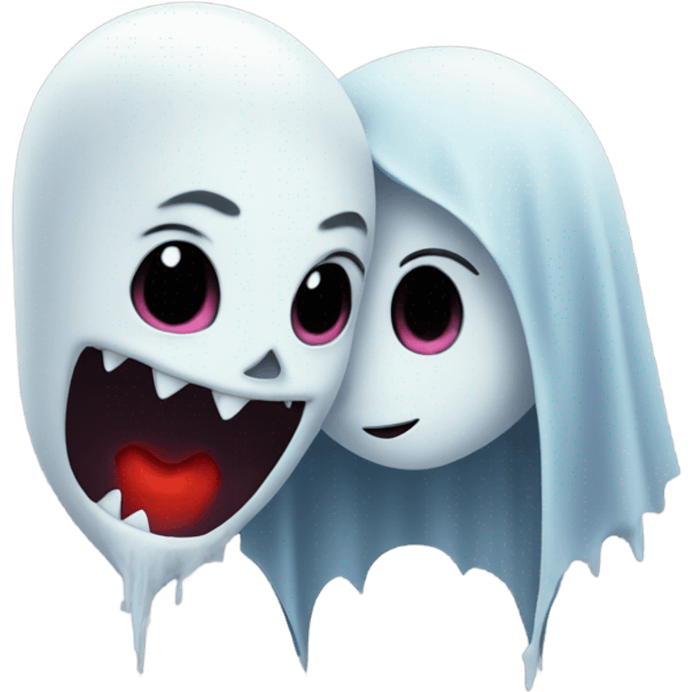 Ghost kissing Mae vampire emoji