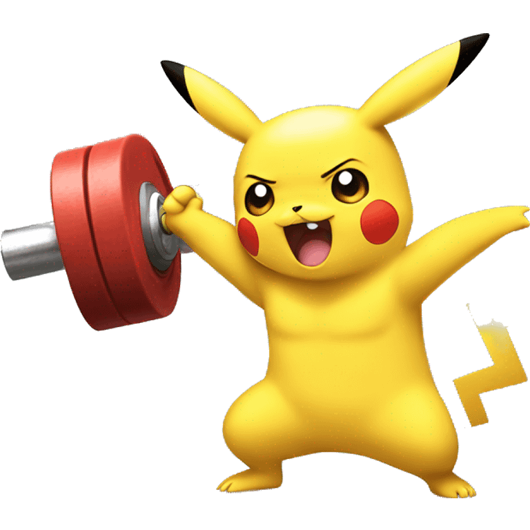 Pikachu cheering a bodybuilder in training  emoji