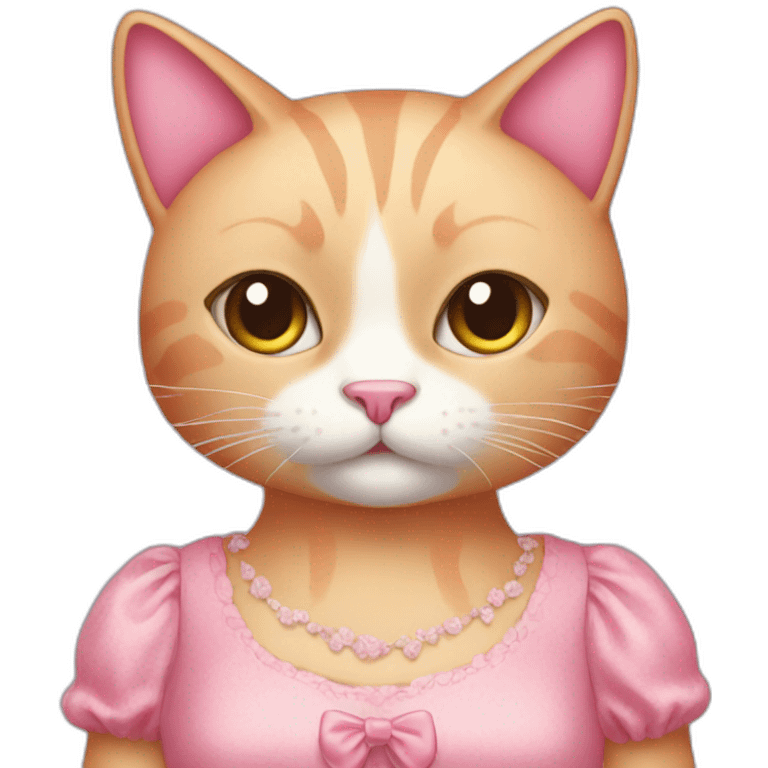 pink cat with dress emoji