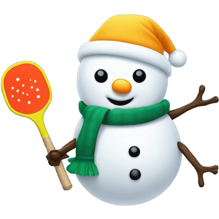 Snowman with pickleball paddle emoji