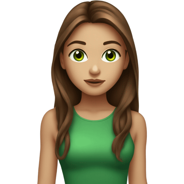 beautiful green eyed girl with beautiful long brown hair, that look like a super model emoji