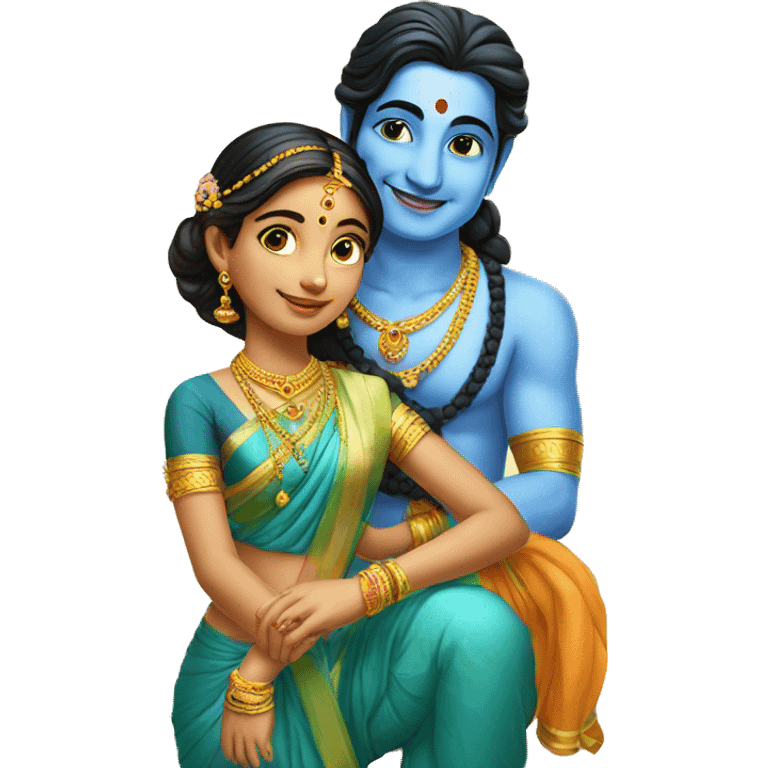 Girl with krishna ji emoji