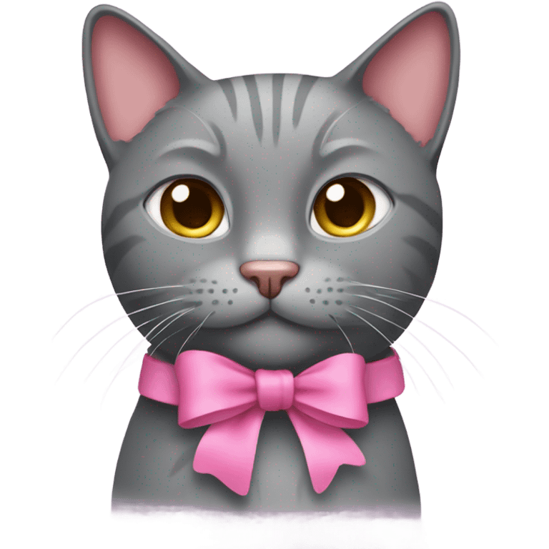 Gray cat whit a pink Bow emoji