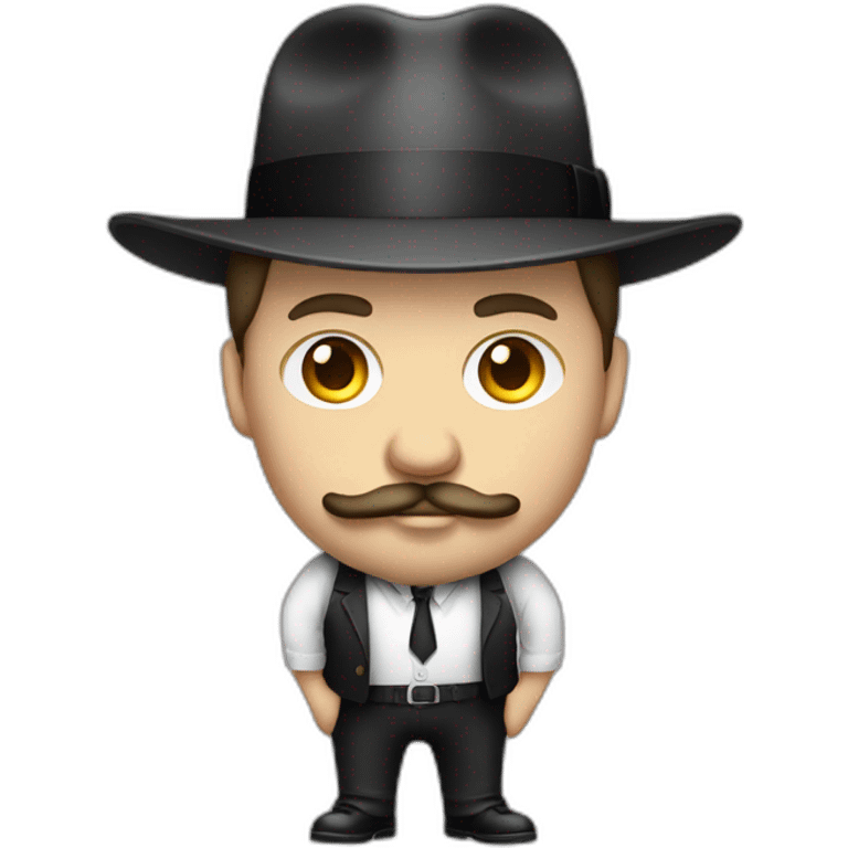 20s gangster full body, white man overweight fat mustache fedora emoji