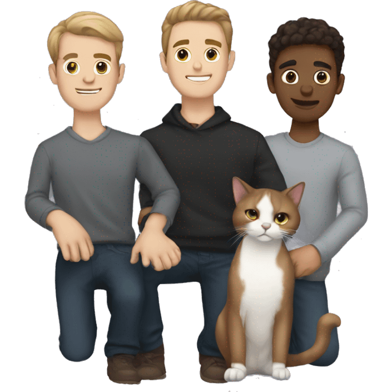 Brown hair white men holding two black cats  emoji