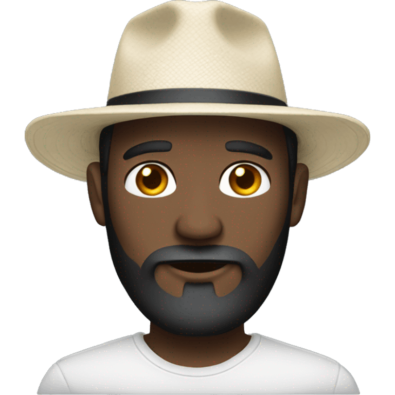  white  man black eyes with black beard wearing panama hat emoji