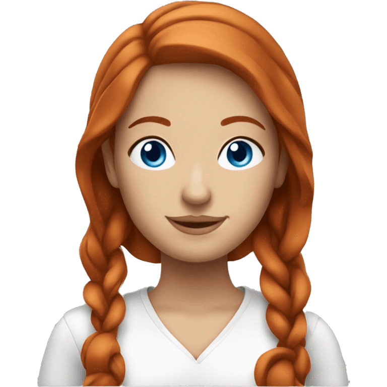 Relaxing redhead woman blue eyes emoji