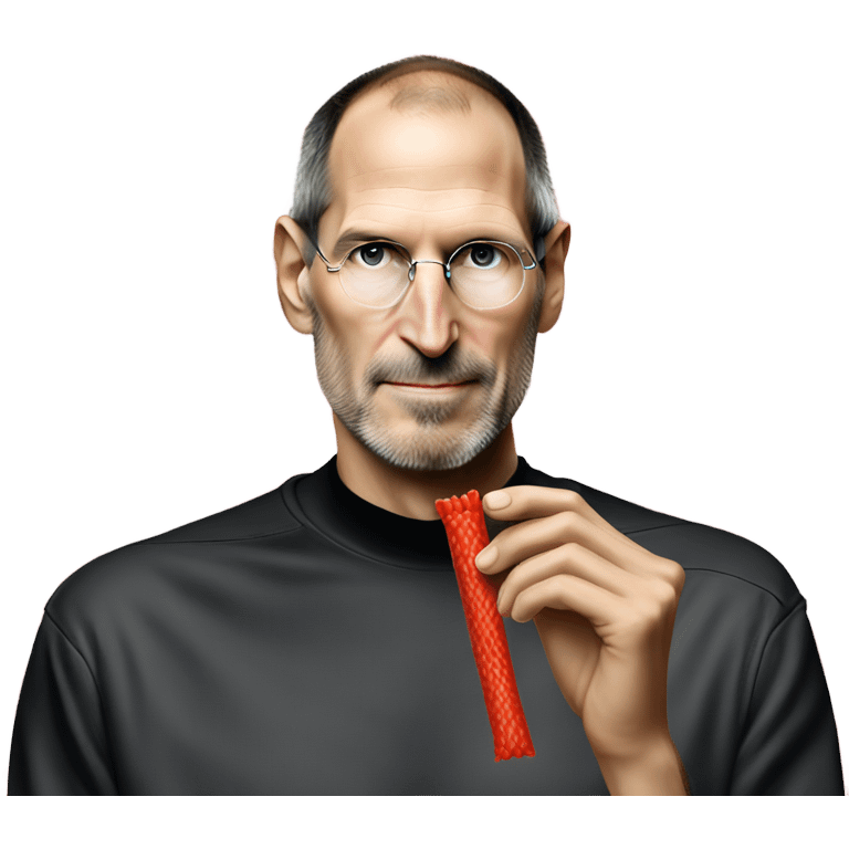 Steve Jobs eating a twizzler emoji