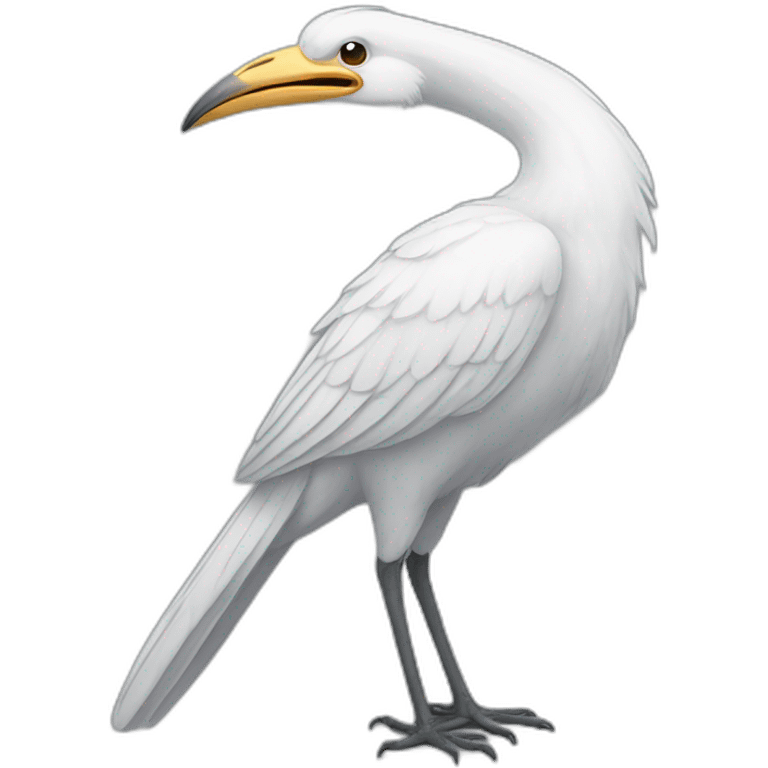 White tall bird with a long beak emoji